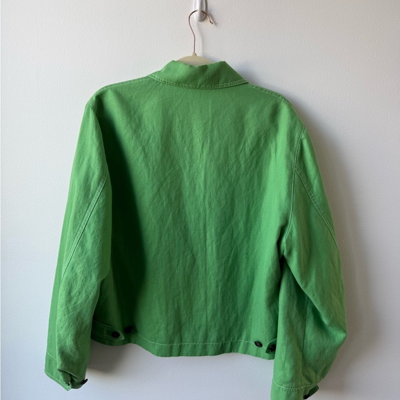 Bright Green Stylish Semi Cropped Lightweight Bomber Jacket - Unisex - Picture 2 of 3
